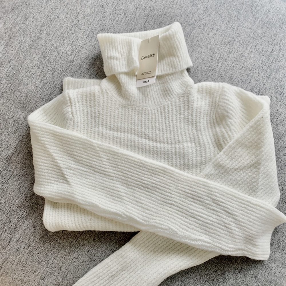 Mango white turtle neck sweater